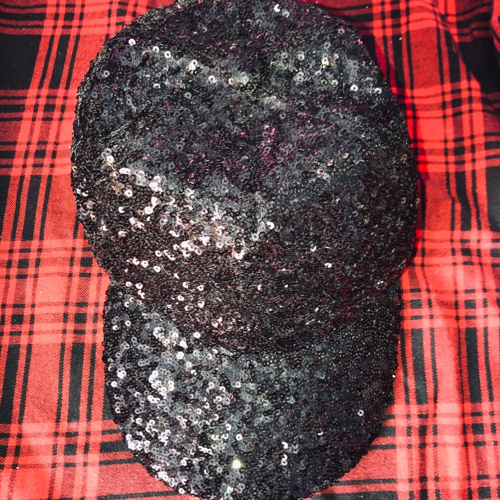 Black sequin baseball cap